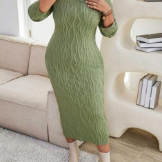 Rochie maxi cu model si maneca lunga, verde, dama, Shein