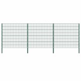 vidaXL Panou de gard cu st&acirc;lpi din fier, verde, 522x160 cm 278672