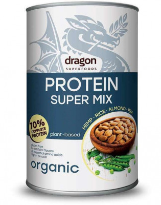 Shake proteic super mix bio 500g Dragon Superfoods 70% proteine foto