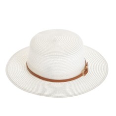 Palarie alba cu accesoriu tip curea