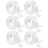 Cumpara ieftin Set 6 benzi dublu adezive pentru uz casnic, reutilizabile, lungime 5 m, latime 3 cm, transparente