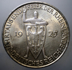 F.573 GERMANIA WEIMAR 1000th YEAR OF THE RHINELAND 5 REICHSMARK 1925 D ARGINT foto