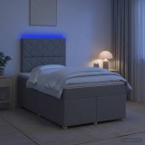 Cumpara ieftin Pat boxspring cu saltea Gri deschis 120 x 200 cm Tesatura