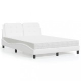 VidaXL Cadru de pat fără saltea, Zadar, alb, 140x190 cm, piele ecologică 3208860