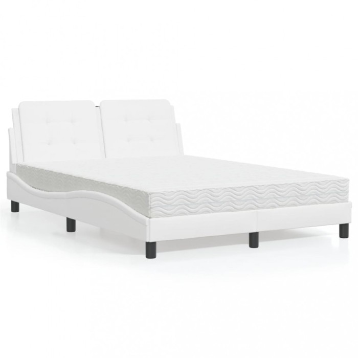vidaXL Cadru de pat fără saltea, Zadar, alb, 140x190 cm, piele ecologică 3208860