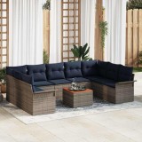vidaXL Set de canapele pentru grădină 10 pcs Gri și albastru marin 3356043