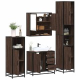 VidaXL Set de mobilier de baie din 4 piese din lemn de stejar maro