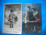 HOPCT 1842 FAMILIE-COPII-ROMANTICA-FRANTA-LOT 2 CARTI POSTALE VECHI-CIRCULATE