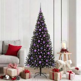 vidaXL Brad de Crăciun cu 300 LED cu suport Negru 180 cm PVC 3396484