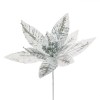 Floare Decorativă de Crăciun, Model Scurt, Culoare Argintiu, Material Poliester, Paiete și Glitter, 19cm, Oem