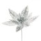 Floare Decorativă de Crăciun, Model Scurt, Culoare Argintiu, Material Poliester, Paiete și Glitter, 19cm