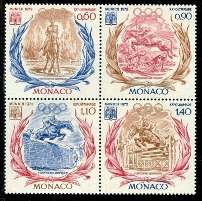 Monaco 1972 - Jocurile Olimpice, sport, echitație, serie neuzata foto