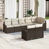 VidaXL Set de canapele pentru grădină 8 pcs Maro, alb Rattan poli