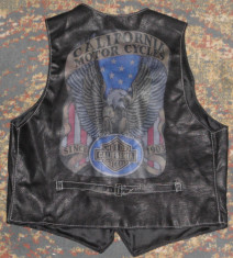 Vesta de piele cu imprimeu California rock,chopper biker/motociclist,marimea XXL foto