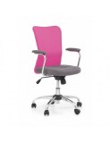Scaun birou copii HM Andy, Mesh/Stofa, Ergonomic, Cadru metalic, Inaltime ajustabila, Mecanism de balans, 102 Kg, Roz