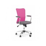 Scaun birou copii HM Andy, Mesh/Stofa, Ergonomic, Cadru metalic, Inaltime ajustabila, Mecanism de balans, 102 Kg, Roz