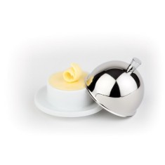 Suport unt din portelan cu capac cloche din inox, &Oslash; 9 cm