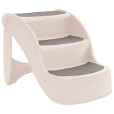 Scari pliabile pentru caini in 3 trepte crem 50x38x38cm plastic