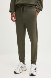 HUGO pantaloni de trening din bumbac culoarea verde, neted, 50489617