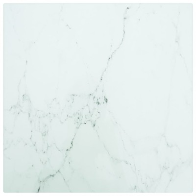 vidaXL Blat masă alb 30x30 cm 6 mm sticlă securizată design marmură foto