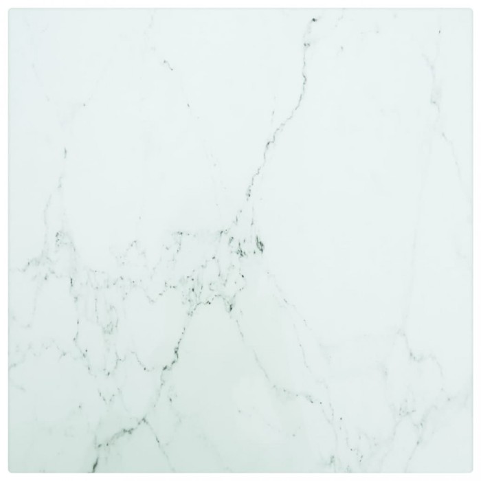 vidaXL Blat masă alb 30x30 cm 6 mm sticlă securizată design marmură