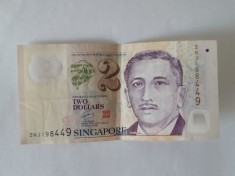 Singapore 2 Dollars 2015 Polimer Noua foto