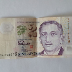 Singapore 2 Dollars 2015 Polimer Noua