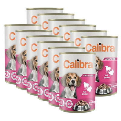 Conservă Calibra Dog Adult vițel și curcan 12 x 1240 g foto