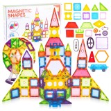 Set de constructie, 3D magnetic blocks, 130 piese, forme diferite multicolor, JollyMag, STEM 110497