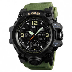 Ceas de mana barbati Skmei, Army, Militar, Dual Time, Shock Resistant, Digital, Sport, Cronograf