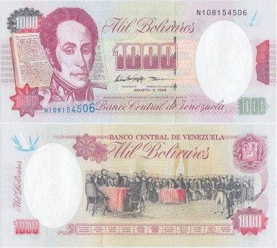 1998 (6 VIII), 1,000 Bol&amp;iacute;vares (P-76d) - Venezuela - stare UNC foto