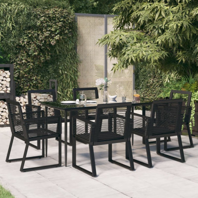 Gossi set mobilier de gradina, 7 piese, negru, ratan pvc foto