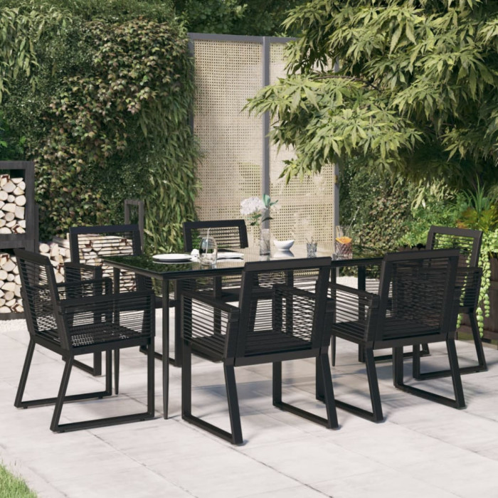Gossi set mobilier de gradina, 7 piese, negru, ratan pvc