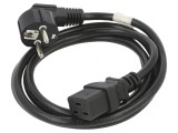 Cablu CEE 7/7 mufă IEC C19 mamă PVC 1,8m negru, Lanberg