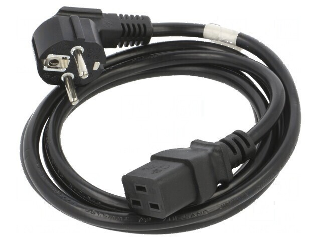 Cablu CEE 7/7 mufă IEC C19 mamă PVC 1,8m negru