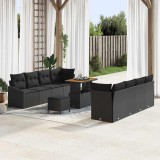 VidaXL Set de canapele pentru grădină 11 pcs Negru 90 x 55 x 71 cm