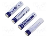 Acumul: Li-Ion 10440,AAA,R3 1,5V 750mAh &Oslash;10,3x44,5mm 4buc.