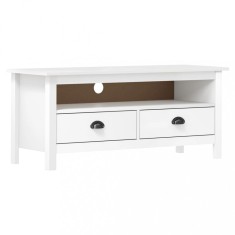 vidaXL Comodă TV Hill, alb, 110x40x47 cm, lemn masiv de pin 288924