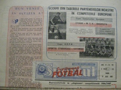 Supliment Sport (fotbal)-17 iulie 1987, Steaua-MTK Budapesta, Sportul-Katowice foto