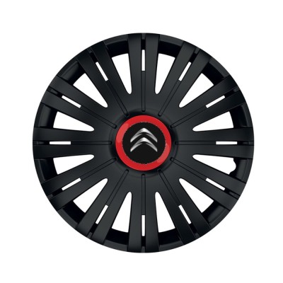 Set 4 capace roti Negre Cu Inel Rosu Active R15 Compatibil Cu Citroen foto