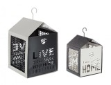 Cumpara ieftin Set 2 felinare suspendabile din metal alb negru Armonia 11 cm x 11 cm x 20 h, 15 cm x 15 cm x 26 h