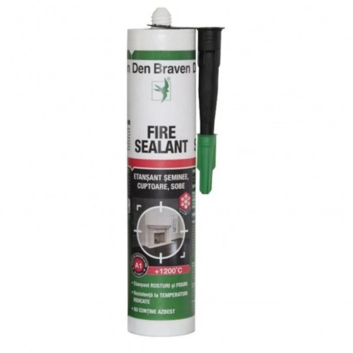 Etansant Den Braven Fire Sealant, negru, rezistent la temperatura, 280 ml