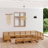 Set mobilier gradina vidaXL, 13 piese, lemn masiv pin, maro miere, canapele colt/mijloc