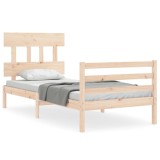 Cadru de pat cu tablie single, lemn masiv