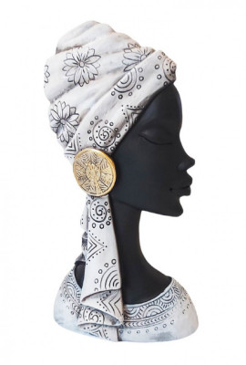 Statueta decorativa, Femeie Africana, Alb, 24 cm, 1170HG-1 foto