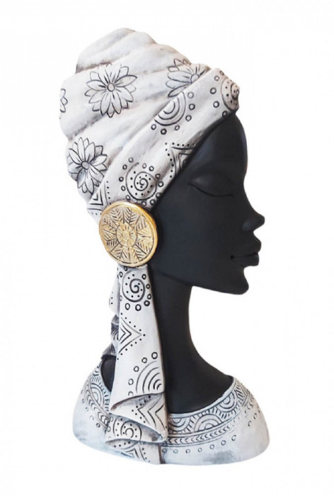 Statueta decorativa, Femeie Africana, Alb, 24 cm, 1170HG-1