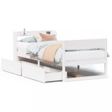 Cumpara ieftin Cadru de pat fara saltea, alb, 75x190 cm, lemn masiv de pin
