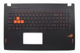 Carcasa superioara cu tastatura palmrest Laptop, Asus, ROG GL502VM-1A, 90NB0DR1-R31UI0, 13NB0DR1AP0101, 13N1-0SA0201, iluminata, neagra, layout US