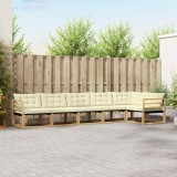 vidaXL Set de canapele de exterior cu pernă 6 pcs Alb și crem 3388720