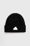 Adidas căciulă de l&acirc;nă culoarea negru, din țesătură uni IB2648